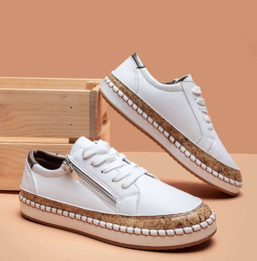 Printed Flats Shoes Casual Side Zip Slip-on Shoes Loafers Women