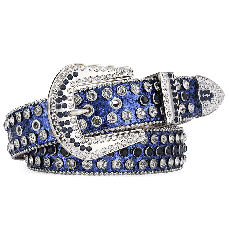 Women Alloy Belt Rivet Rhinestone