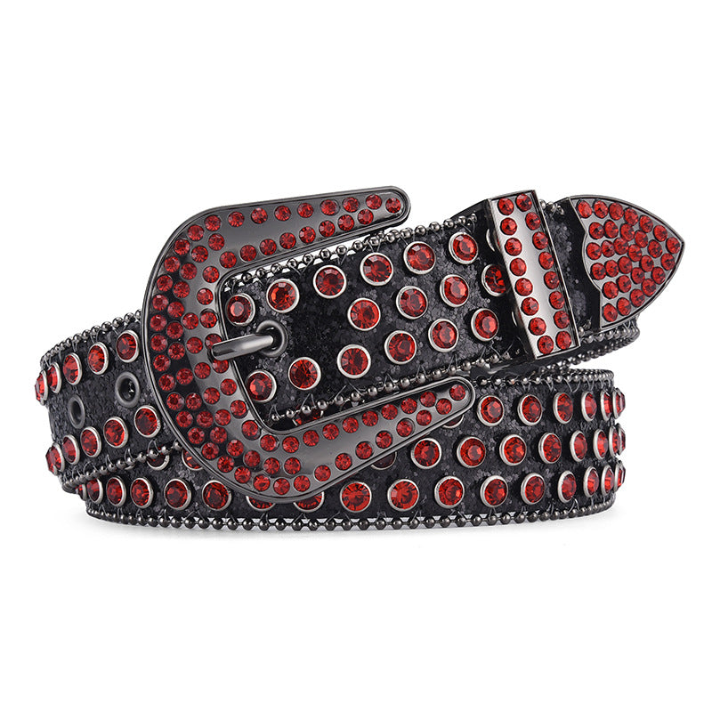 Women Alloy Belt Rivet Rhinestone